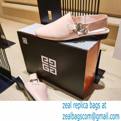 Givenchy Heel 3cm G Chain Slingback Flat Mules Light Pink 2021 - Click Image to Close