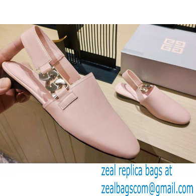 Givenchy Heel 3cm G Chain Slingback Flat Mules Light Pink 2021 - Click Image to Close