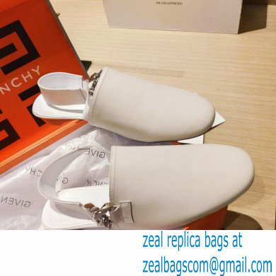 Givenchy Heel 3cm G Chain Slingback Flat Mules White 2021 - Click Image to Close