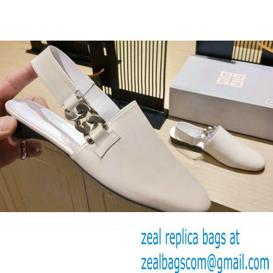 Givenchy Heel 3cm G Chain Slingback Flat Mules White 2021 - Click Image to Close