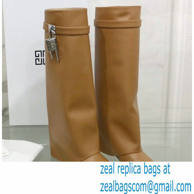 Givenchy Heel 9.5cm Shark Lock Pant Boots in Leather Camel 2021 - Click Image to Close