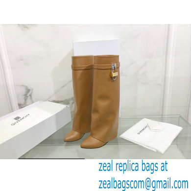 Givenchy Heel 9.5cm Shark Lock Pant Boots in Leather Camel 2021 - Click Image to Close