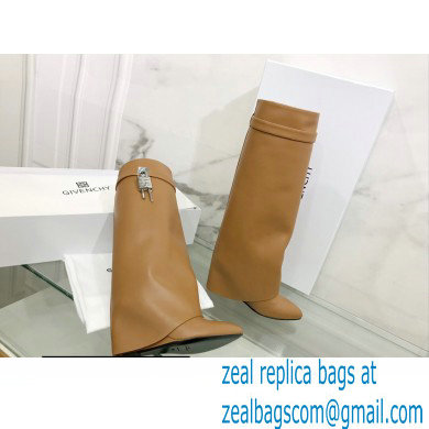 Givenchy Heel 9.5cm Shark Lock Pant Boots in Leather Camel 2021