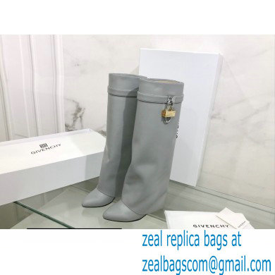 Givenchy Heel 9.5cm Shark Lock Pant Boots in Leather Gray 2021