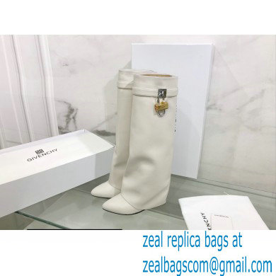 Givenchy Heel 9.5cm Shark Lock Pant Boots in Leather White 2021