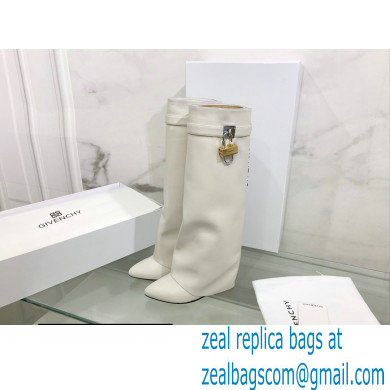 Givenchy Heel 9.5cm Shark Lock Pant Boots in Leather White 2021 - Click Image to Close