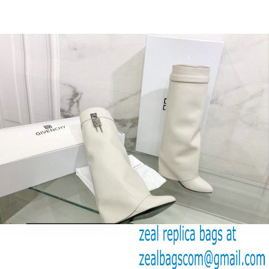 Givenchy Heel 9.5cm Shark Lock Pant Boots in Leather White 2021