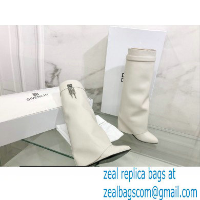 Givenchy Heel 9.5cm Shark Lock Pant Boots in Leather White 2021 - Click Image to Close