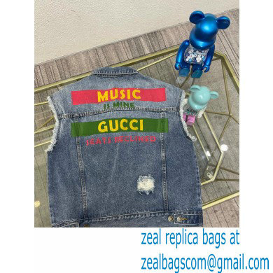 Gucci 100 sleeveless denim jacket 2021 - Click Image to Close