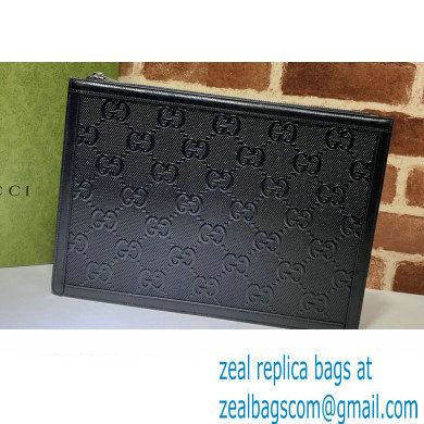 Gucci GG Embossed Pouch Bag 646449 Black 2021 - Click Image to Close