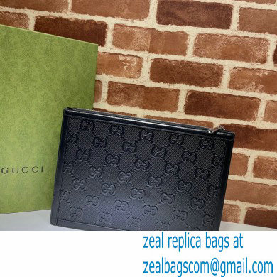 Gucci GG Embossed Pouch Bag 646449 Black 2021 - Click Image to Close
