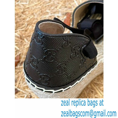 Gucci GG Leather Platform 10cm Espadrilles Black 2022