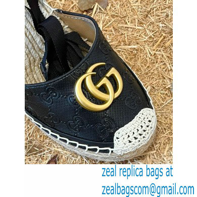 Gucci GG Leather Platform 10cm Espadrilles Black 2022