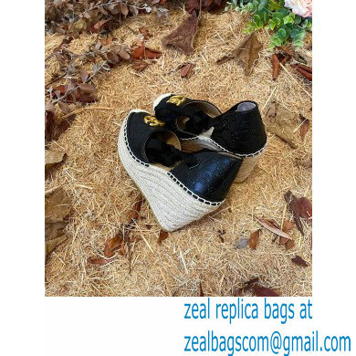 Gucci GG Leather Platform 10cm Espadrilles Black 2022 - Click Image to Close