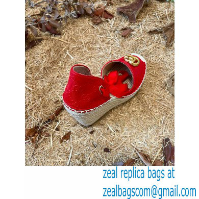 Gucci GG Leather Platform 10cm Espadrilles Red 2022