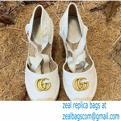 Gucci GG Leather Platform 10cm Espadrilles White 2022 - Click Image to Close