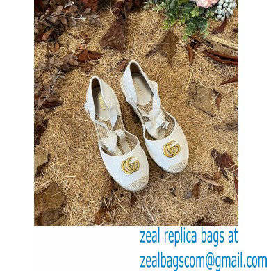 Gucci GG Leather Platform 10cm Espadrilles White 2022