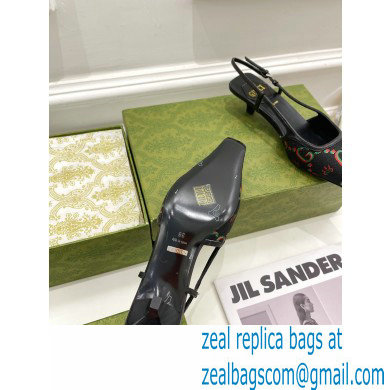 Gucci Heel 4cm 100 Slingback Pumps Black 2022 - Click Image to Close