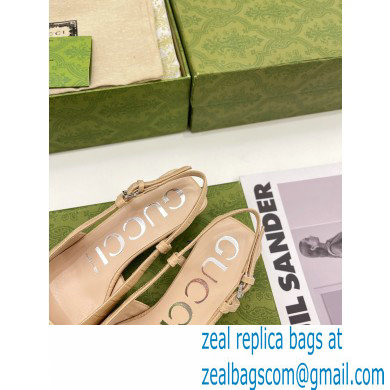 Gucci Heel 4cm Crocodile Print Slingback Pumps Beige 2022