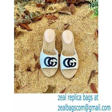 Gucci Heel 6cm Double G Leather Espadrilles Slide Sandals White 2022 - Click Image to Close