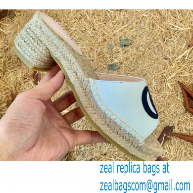 Gucci Heel 6cm Double G Leather Espadrilles Slide Sandals White 2022