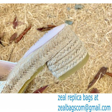 Gucci Heel 6cm Double G Leather Espadrilles Slide Sandals White 2022 - Click Image to Close
