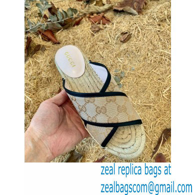 Gucci Heel 6cm GG Canvas Espadrilles Slide Sandals Beige 2022 - Click Image to Close