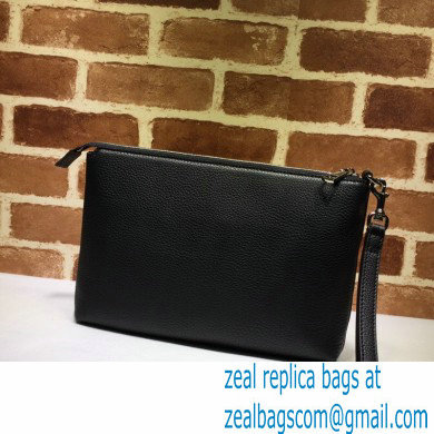 Gucci Leather Pouch Bag with Interlocking G 322054 Black 2021 - Click Image to Close