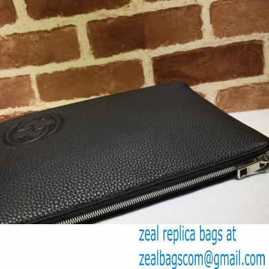 Gucci Leather Pouch Bag with Interlocking G 322054 Black 2021