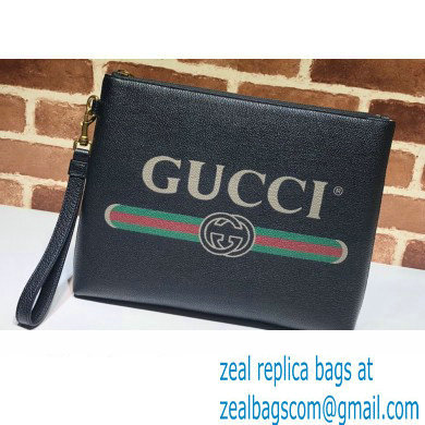 Gucci Medium Leather Pouch Bag 572770 Black 2021 - Click Image to Close