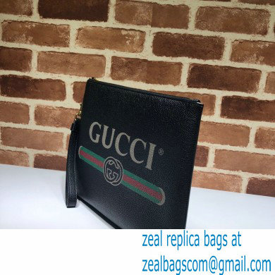 Gucci Medium Leather Pouch Bag 572770 Black 2021 - Click Image to Close