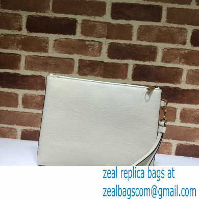 Gucci Medium Leather Pouch Bag 572770 White 2021