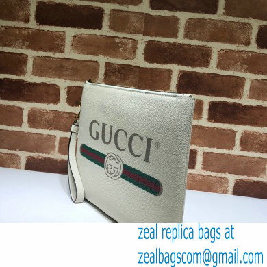 Gucci Medium Leather Pouch Bag 572770 White 2021