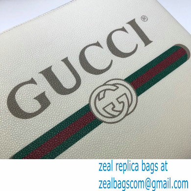 Gucci Medium Leather Pouch Bag 572770 White 2021