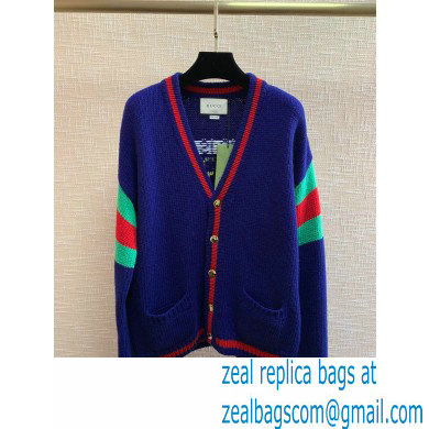 Gucci cable wool knit cardigan blue 2021 - Click Image to Close