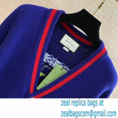 Gucci cable wool knit cardigan blue 2021 - Click Image to Close