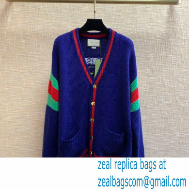 Gucci cable wool knit cardigan blue 2021