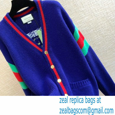 Gucci cable wool knit cardigan blue 2021