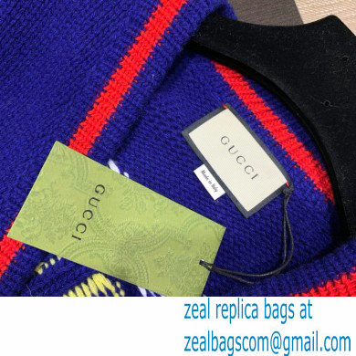 Gucci cable wool knit cardigan blue 2021