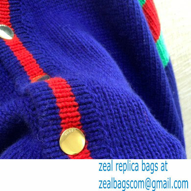 Gucci cable wool knit cardigan blue 2021 - Click Image to Close