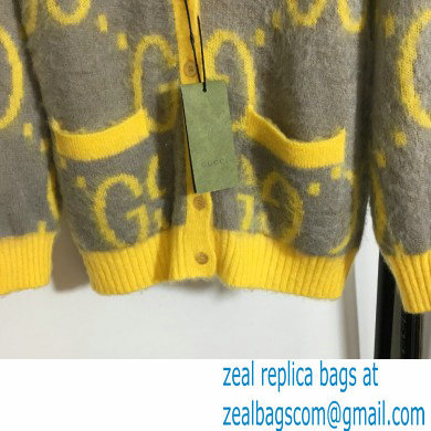 Gucci gray/yellow gg mohair cardigan 2021 - Click Image to Close