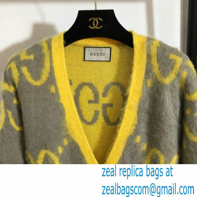 Gucci gray/yellow gg mohair cardigan 2021