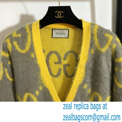 Gucci gray/yellow gg mohair cardigan 2021 - Click Image to Close