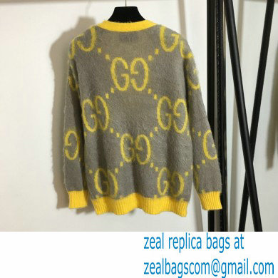 Gucci gray/yellow gg mohair cardigan 2021 - Click Image to Close