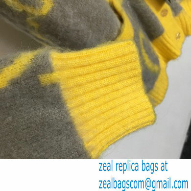 Gucci gray/yellow gg mohair cardigan 2021