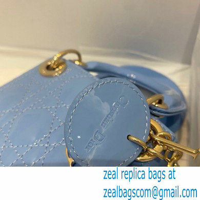 Lady Dior Micro Bag in Patent Cannage Calfskin Blue 2021