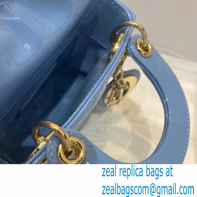 Lady Dior Micro Bag in Patent Cannage Calfskin Blue 2021