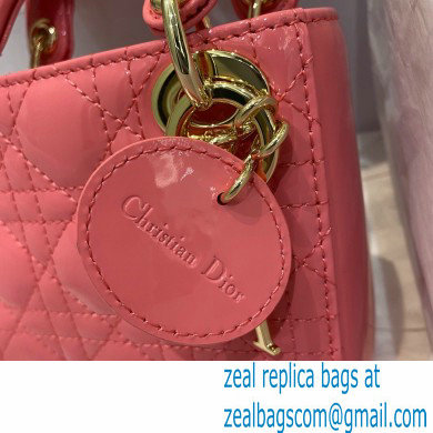 Lady Dior Micro Bag in Patent Cannage Calfskin Pink 2021 - Click Image to Close