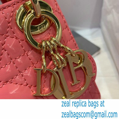 Lady Dior Micro Bag in Patent Cannage Calfskin Pink 2021