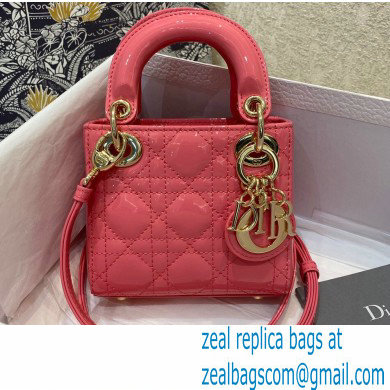 Lady Dior Micro Bag in Patent Cannage Calfskin Pink 2021